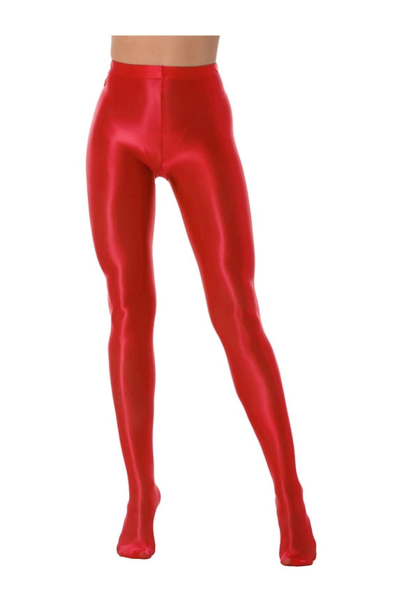 Womens Wetlook Leggings Nylon Zipper Crotch Tights Rave Party Pants Trousers Burgundy XL