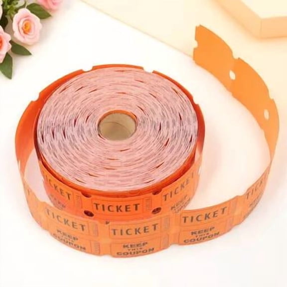 YEAHIBABY 1 Roll of Universal Tickets Orange Paper Labels for Celebrations and Events