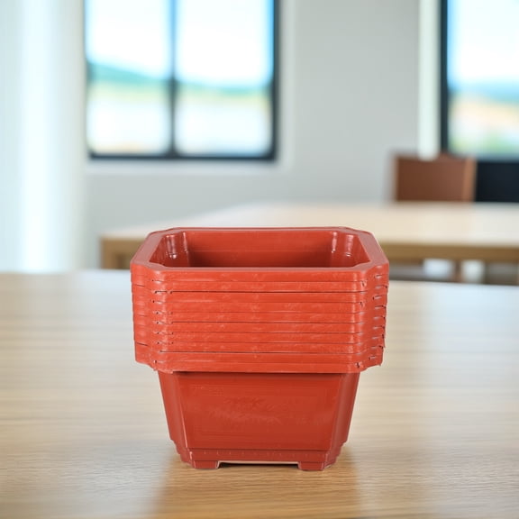 YEAHIBABY Yeahibaby Dark Red Plastic Flower Pot Rectangular for Indoor Bonsai Cultivation 10Pcs