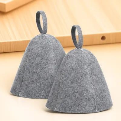 YEAHIBABY 2Pcs Comfortable Grey Sauna Cap Felt Material for Steam Room and Bath