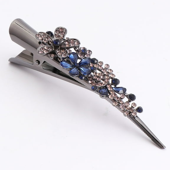 YEAHIBABY 1Set Duck Bill Hair Clip Rhinestone Hairpins for Women Home Use Dark Blue