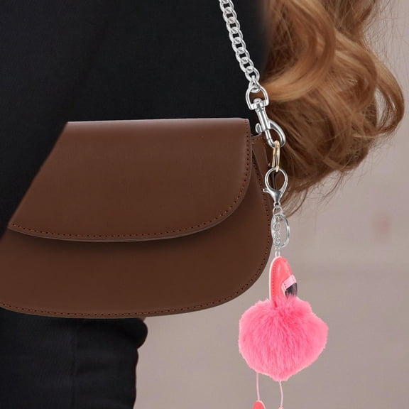 YEAHIBABY Flamingo and Pineapple Plush Keychain, Assorted Color, Cute Animal Hanging Decoration for Keys, 2Pcs