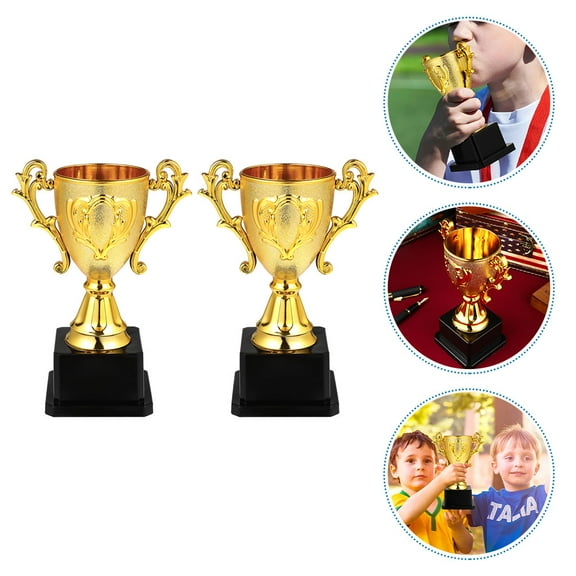 YEAHIBABY 2pcs Kids Competition Prize Trophy Multi-colored Plastic Delicate Carving For Children