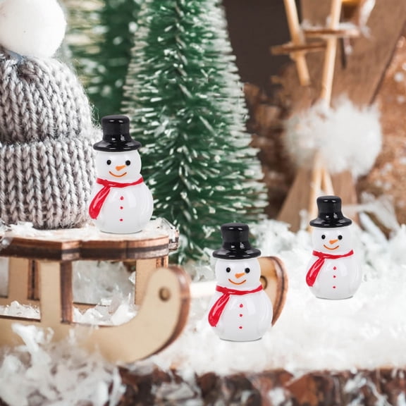 YEAHIBABY Snowman Figurines Decorations Black Resin 30Pcs