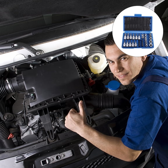 YEAHIBABY 34Pcs Metal E Socket Set with Torque Star Design in Blue with Durable Case for Garage and Machinery