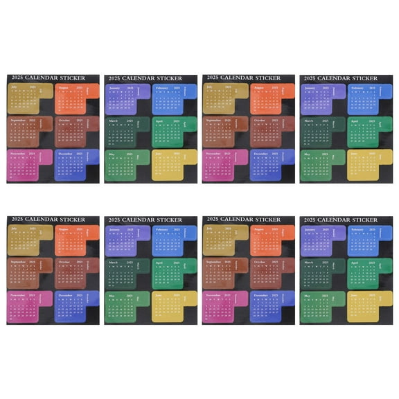 YEAHIBABY 4Sets 2025 Monthly Calendar Stickers Assorted Color Planner Index Tabs Tear Resistant Sticky Labels