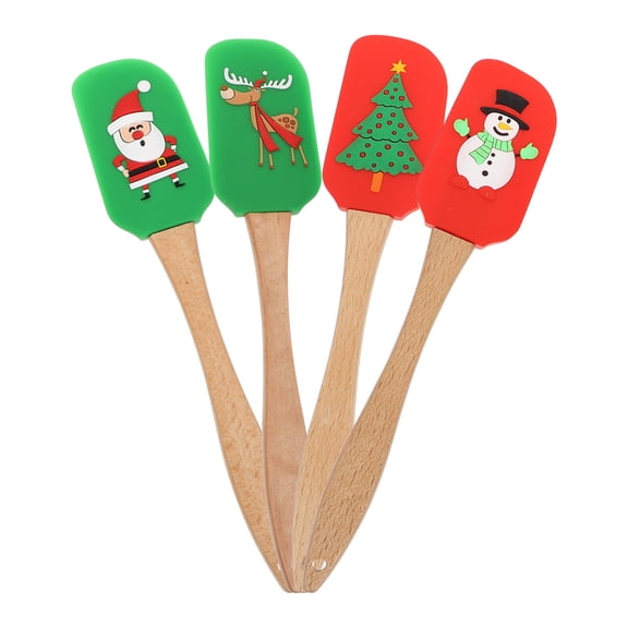 YEAHIBABY 4Pcs Silicone Butter Spreader Set for Kitchen Baking with Christmas Design Assorted Colors