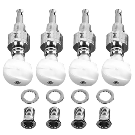 YEAHIBABY 4Pcs Plated Silver Banjo Tuner Machine Heads with Bushings and Ferrules