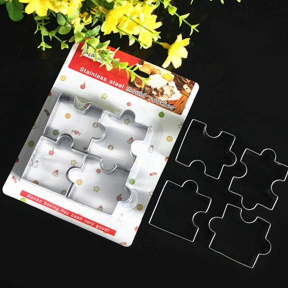 YEAHIBABY 4Pcs Stainless Steel Metal Cookie Cutter Set for Baking Pastry Fondant Mold