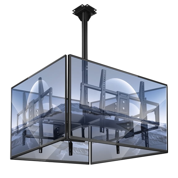 YEAHIBABY Black Ceiling TV Mount 32-65 Inch 4 Screen Compatibility 440 Lbs Load