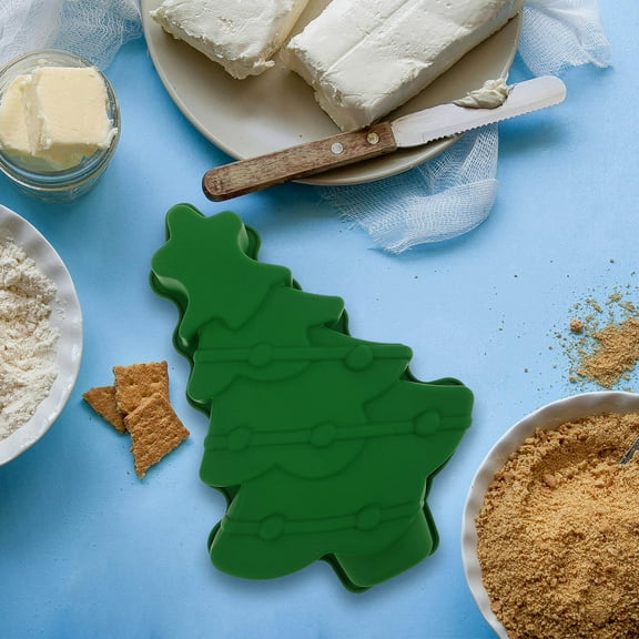 YEAHIBABY 1Pcs Tree Shape Cake Pan Green Silicone for Festival Design Baking Lovers