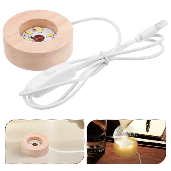 YEAHIBABY Stylish Wood LED Light Base for Glass Art, Versatile Display Stand, Assorted Colors