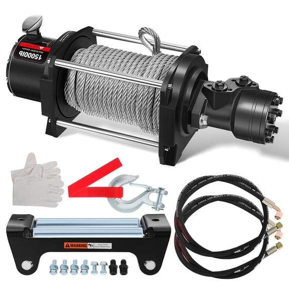 YEAHIBABY Durable Hydraulic Winch for Heavy Loads with Carbon Steel Cable Outdoor Use