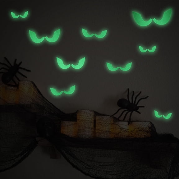 YEAHIBABY Glowing Creative Wall Murals Glow Dark Wall Decal Evil Eyes Light Green for 1 Set