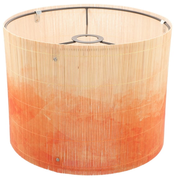 YEAHIBABY-Gradient Bamboo Lamp Shades, E27 Chandelier Lampshades Vintage Drum Lamp Shade Cover for Floor Light Table Lamp Orange