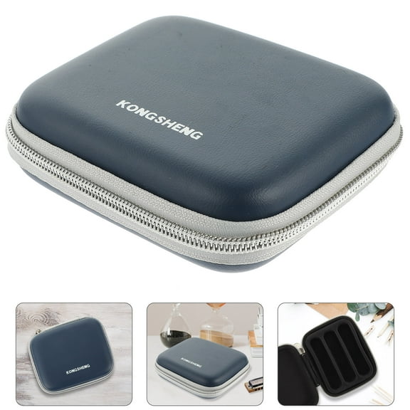 YEAHIBABY Black Eva Shockproof Harmonica Case with Zipper Storage Bag for 10-Hole Harmonica