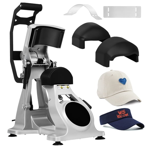 YEAHIBABY Hat Heat Press, Automatic Double Heater Automatic Open Printing Hat Cap Heat Press Machine with Multi-Timer and Laser Alignment. 3 pcs Different Size Hat Pads Included