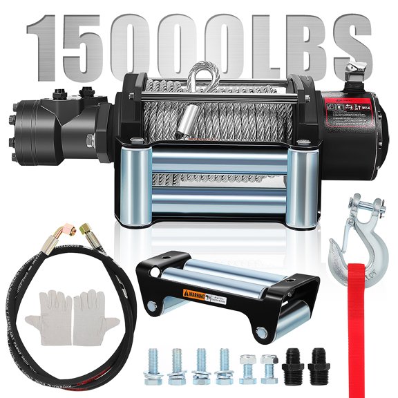 YEAHIBABY Powerful Hydraulic Winch for Truck and Trailer Use with Steel Rope and Compact Design