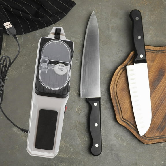 YEAHIBABY White Electric Kitchen Sharpener with Ergonomic Handle for Home Use