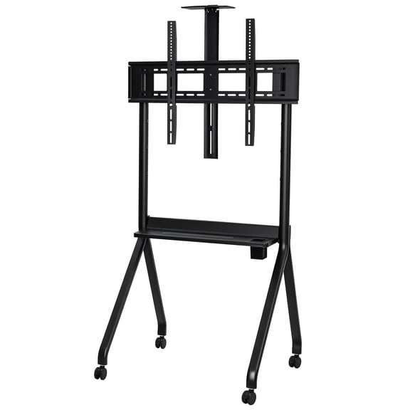 YEAHIBABY Rolling TV Cart on Wheels for 42 to 86 Inch Screens Black Steel Floor Standing TV Stand