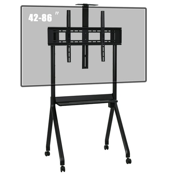 YEAHIBABY Smart Board Stand with Camera Tray Fits 42"-86" Screens, Interactive Whiteboard Stand with 360 Rotating Wheels Holds 220LBS, Height Adjustable,Mobile Stand for Home, Office & Classroom