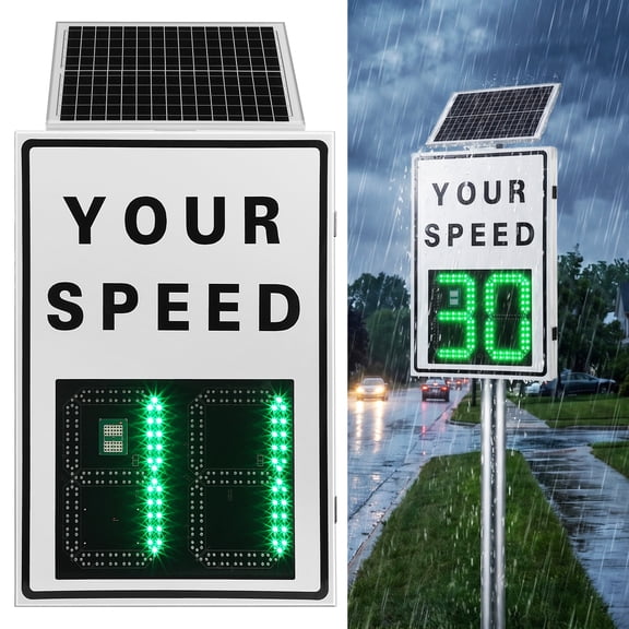 YEAHIBABY Solar Powered Portable Radar Speed Indicator Sign with Remote Control for Outdoor Use