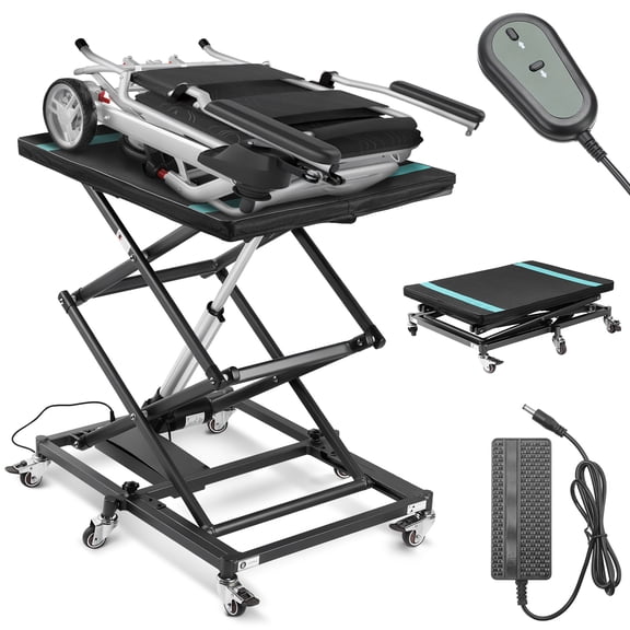 YEAHIBABY Lightweight Portable Black Wheelchair Lift with 360 Degree Rolling Wheels