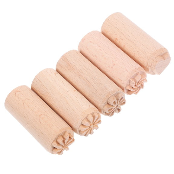 YEAHIBABY Clay Decorative Stamp Beige Wooden Block for Pottery and Craft Projects