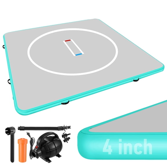 YEAHIBABY Wrestling Mat Inflatable 13FT, Foldable 4" Thick Gymnastics Inflatable Tumbling mat Home Use Gym Yoga Training Cheerleading with Electric Air Pump