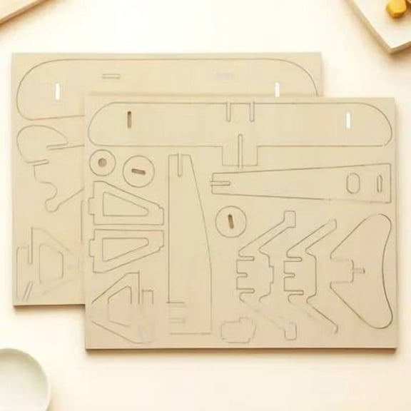 YEAHIBABY Light Brown Wooden Plane Model Puzzle for Hands on Assembly and Creative Painting