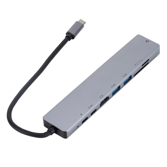 YEAHIBABY USB C to Hub Adapter with Pd Charging Aluminum Alloy 4K Support for Computer Grey