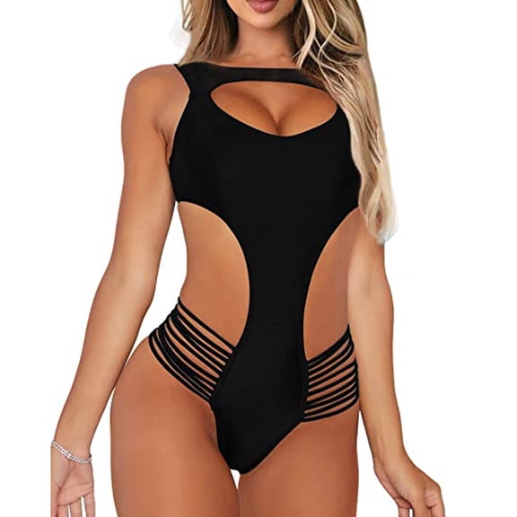 YEAHITCH 1 Piece Swimsuit,Juniors Swimsuit,Clearance Swimsuit,One-Piece,High WaistBlack,L (US:8-10)