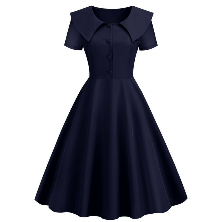 Fashion Street Solid Turndown Collar Princess Dresses Fashion Street Solid Turndown Collar Princess Dresses