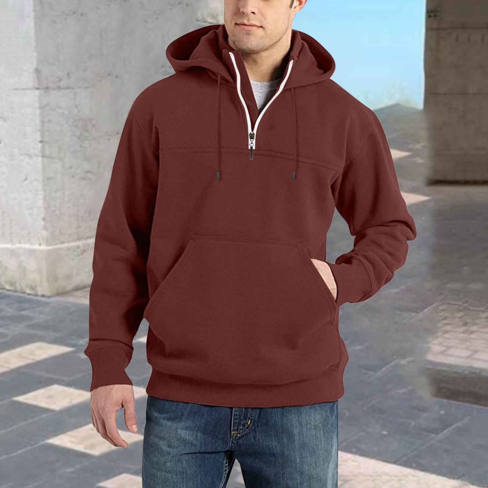 YEAHITCH Baerskin Hoodie Casual Men'S Sweatshirts Clearance 10 Wine