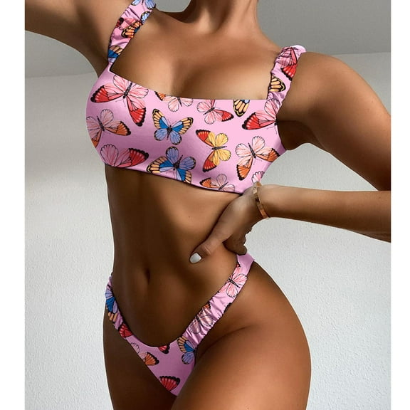 YEAHITCH Bikini Swimwear,Juniors Swimwear,Swimwear Clearance,Bikinis,Low WaistPink,S