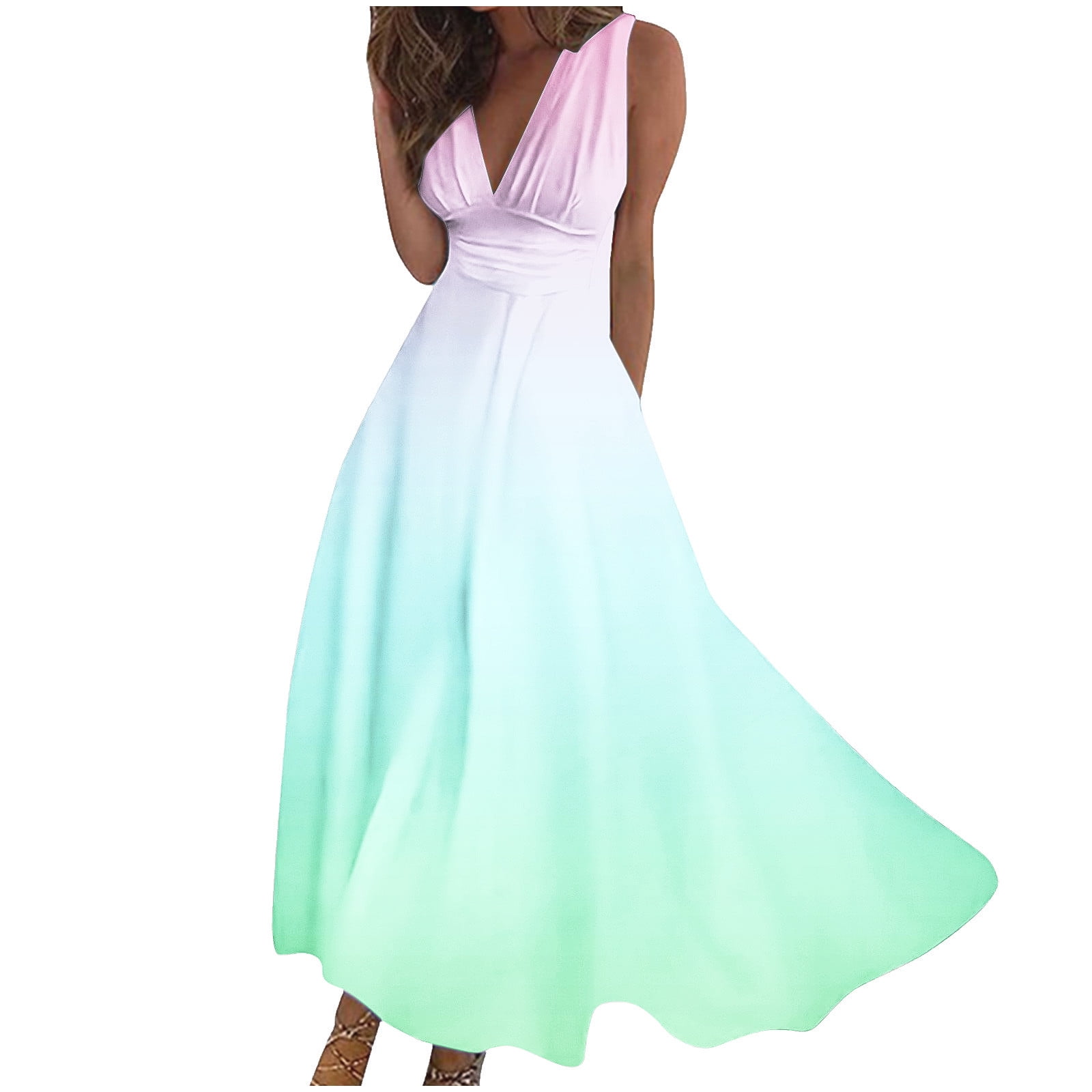 YEAHITCH Cruise Dresses V-Neck Clearance Women Dresses Maxi Long Sleeve ...