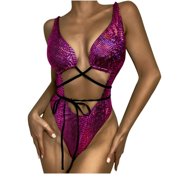 YEAHITCH Family Swimsuit,New Swimwear,Swimwear Sale,One-Piece,Mid WaistPurple,S (US:4)