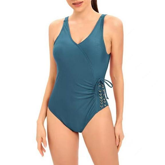 YEAHITCH Female Swimsuit,Juniors Swimsuit,Clearance Swimsuit,One-Piece,Low WaistBlue,M (US:6)
