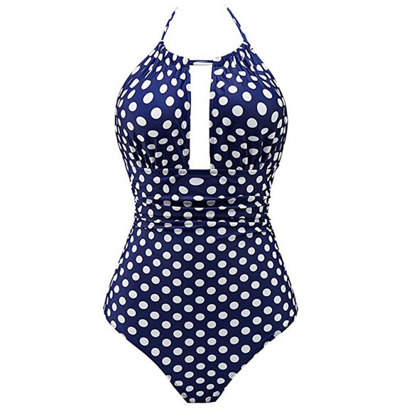 YEAHITCH Halter Swimsuit,New Swimwear,Swimwear Sale,Hybrids,Off-the-Shoulder,Mid WaistDark Blue,L