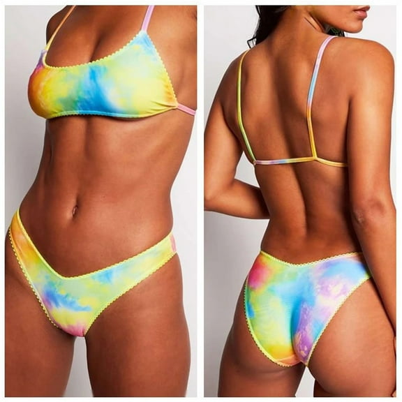 YEAHITCH Ladies Swimwear,New Swimwear,Swimwear Sale,Two-Piece Sets,High WaistMulticolor,L