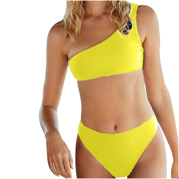 YEAHITCH Ladies Swimwear,New Swimwear,Swimwear Sale,Two-Piece Sets,High WaistYellow,M (US:6)