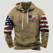 YEAHITCH Mens Sweatshirts Hoodie Men'S Sweatshirts Clearance $10 Printed Long Sleeve Blouse Brown Casual