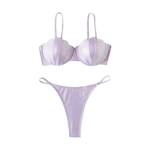 YEAHITCH New Swimwear,Juniors Swimwear,Swimwear Clearance,Two-Piece Sets,High WaistPurple,L (US:8)
