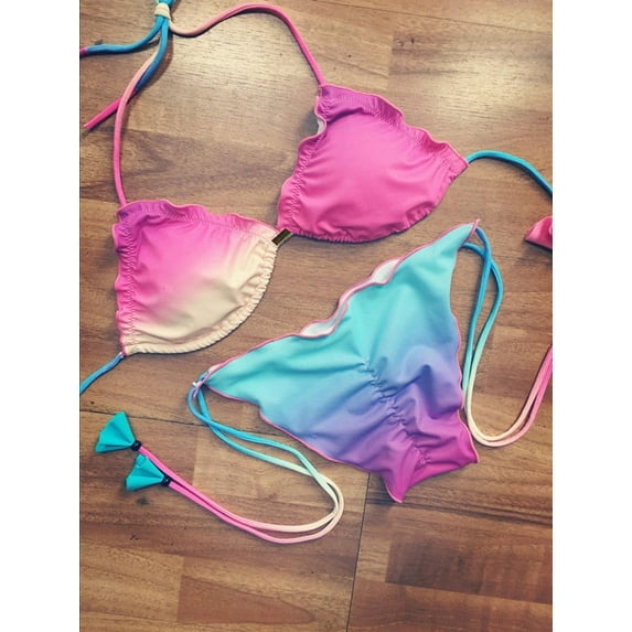 YEAHITCH New Swimwear,Juniors Swimwear,Swimwear Clearance,Two-Piece Sets,Mid Waist,Multicolor,One Size