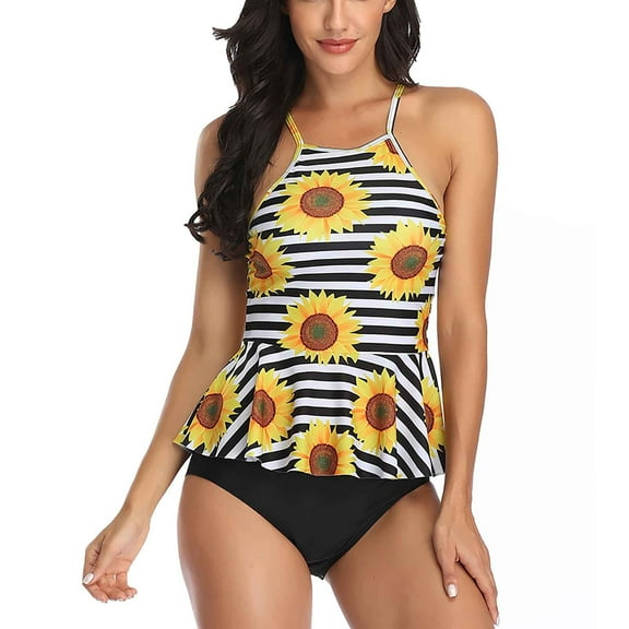 YEAHITCH New Swimwear,New Swimwear,Swimwear Sale,Two-Piece Sets,Off-the-Shoulder,High WaistYellow,M