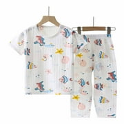 YEAHITCH Personalized Pajamas Casual Toddler Pajamas For Toddler Girls Pink Pullover Short Sleeve Printed Set