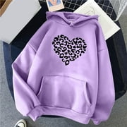 YEAHITCH Polyester Hoodie Casual Hoodie Dresses For Women Purple Graphic Printed Long Sleeve Sweater
