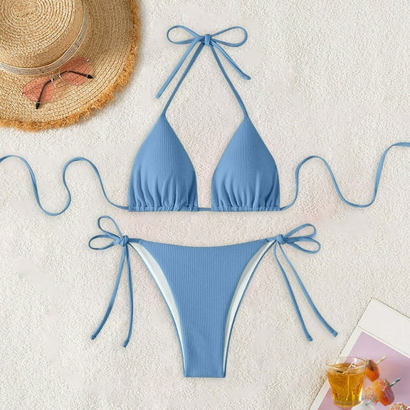 YEAHITCH Swimsuit Bikini,Juniors Swimsuit,Clearance Swimsuit,Bikinis,Off-the-Shoulder,Low WaistSky Blue,S