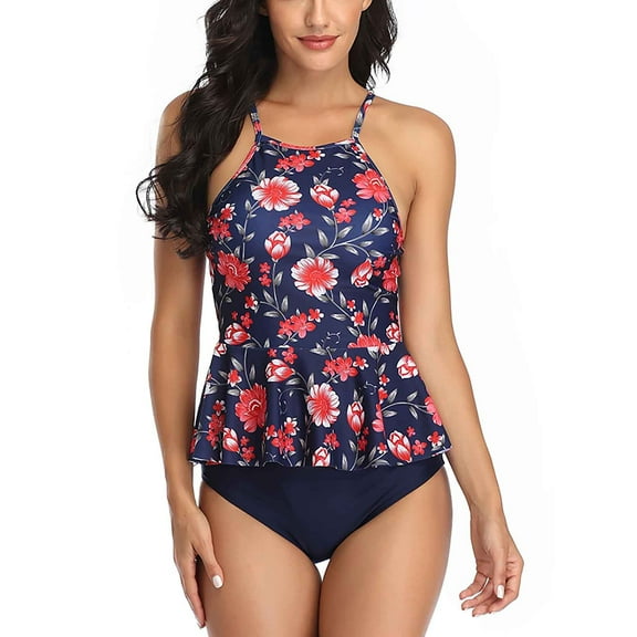 YEAHITCH Swimsuit Set,New Swimwear,Swimwear Sale,Two-Piece Sets,Off-the-Shoulder,High WaistBlue,L