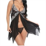 YEAHITCH Victoria Secret Pajamas Christmas Pajamas For Women Black Lace Short Sleeve Solid Set